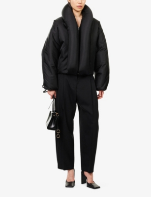 Alaïa Womens Noir Alaia Taffeta Padded Bomber Jacket In Black