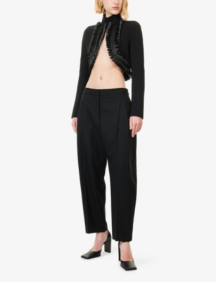 Alaïa Womens Noir Alaia Cropped Braided Woven Jacket In Black