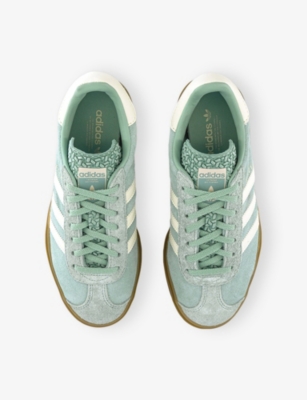 Adidas Originals Womens Ash Green Offwhite Gum Gazelle Bold Suede Low-top Trainers Eur 38.5 / 5.5 Uk In Blue