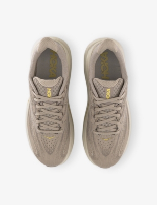 Deckers Hoka Mens Raw Linen Stone Clifton 10 Knitted Low-top Trainers