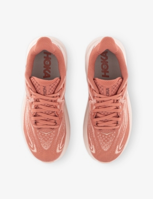 Deckers Hoka Womens Rose Latte Blush F Clifton 10 Mesh Trainers In Pink