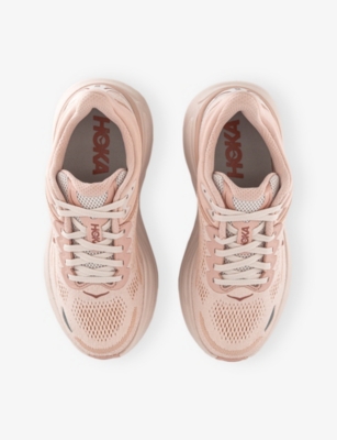 Deckers Hoka Womens Rose Latte Rose Cream F Bondi 9 Low-top Mesh-knit Trainers