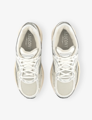 Saucony Mens White Silver Progrid Omni 9 Woven Trainers In Animal Print