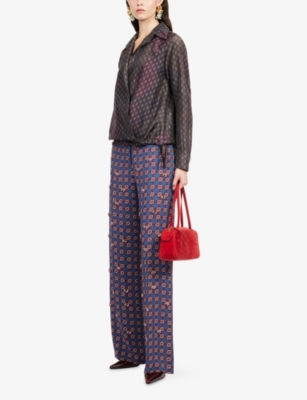 Dries Van Noten Womens Burgundy Cedal Printed Drawstring-hem Silk Shirt In Multi