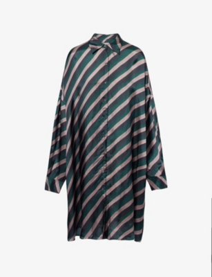 Dries Van Noten Womens Bottle Dasia Diagonal-stripe Woven Midi Dress In Multi