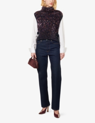 DRIES VAN NOTEN: Funnel-Neck Sleeveless Wool-Blend Top