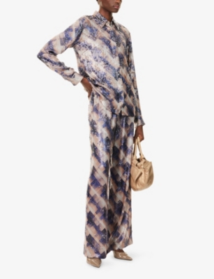 Dries Van Noten Embellished Viscose Puvis Wide-leg Pant In Multi