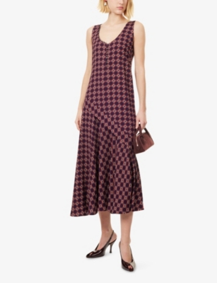 DRIES VAN NOTEN: Sleeveless Printed Woven Midi Dress