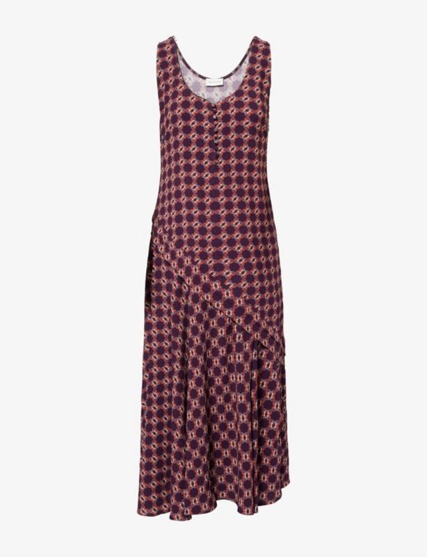 Sleeveless Printed Woven Midi Dress