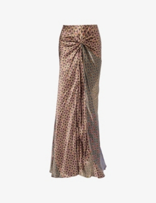 Dries Van Noten Womens Dessin B Smila Patterned Silk Maxi Skirt In Multi