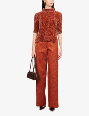 Dries Van Noten Womens Rust Paxy Jacquard Woven Trousers In Brown