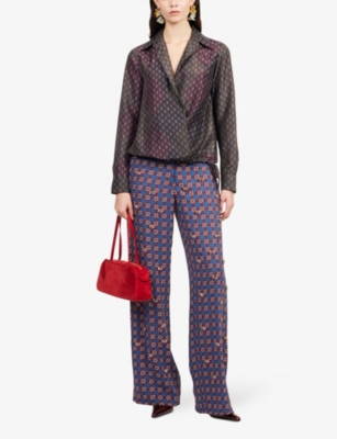 DRIES VAN NOTEN: Paxy Printed Embellished Woven Trousers