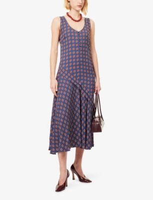DRIES VAN NOTEN: Sleeveless Printed Woven Midi Dress