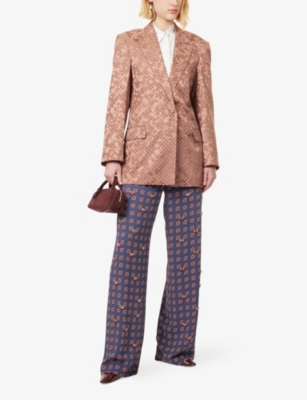 DRIES VAN NOTEN: Printed Notch-Lapels Woven Blazer
