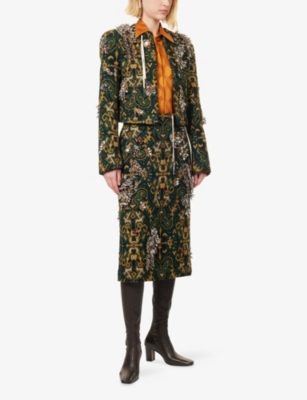 DRIES VAN NOTEN: Embellished Cropped Knitted Jacket