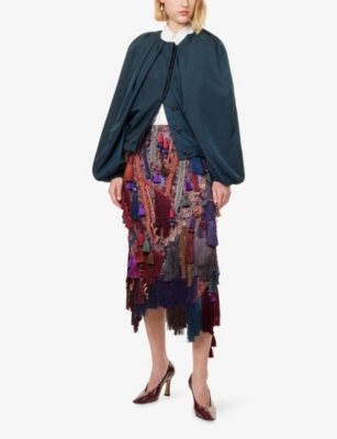 DRIES VAN NOTEN: Balloon-Sleeves Round-Neck Woven Jacket