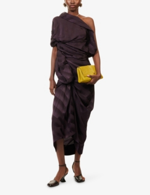 DRIES VAN NOTEN: Draped Silk Midi Dress