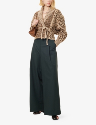 DRIES VAN NOTEN: Shawl-Collar Belted Wool-Blend Jumper