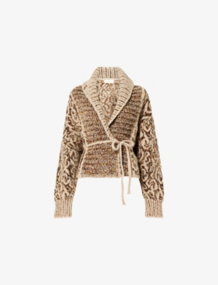 DRIES VAN NOTEN: Shawl-Collar Belted Wool-Blend Jumper