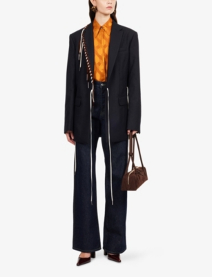 DRIES VAN NOTEN: Baftan Stitch-Embellished Double-Breasted Wool Blazer