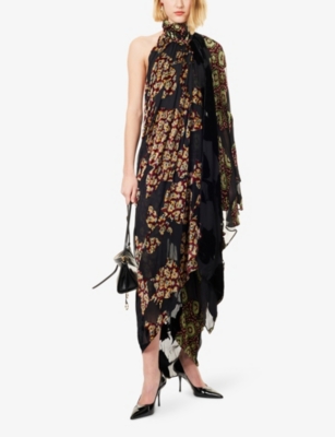DRIES VAN NOTEN: Halterneck Draped Woven Dress