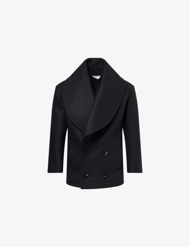 Shawl-Lapel Short Wool Coat