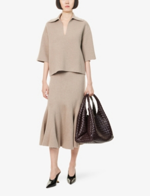 BOTTEGA VENETA: Compact Short-Sleeves Cashmere-Blend Polo Shirt