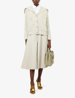 Bottega Veneta Womens Dove Knot Ribbed Wool-blend Cardigan In Neutral
