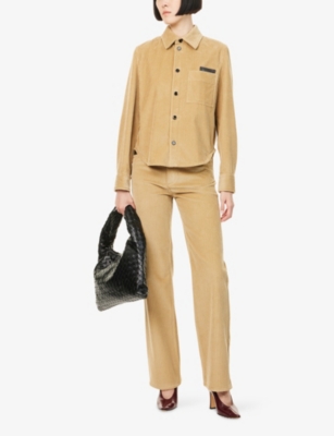 Bottega Veneta Womens Pale Oak Regular-fit Straight-leg Cotton-corduroy Trousers In Neutral