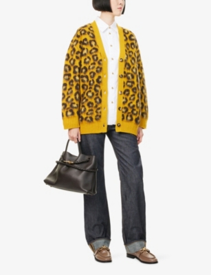 BOTTEGA VENETA: V-Neck Leopard Wool-Blend Cardigan
