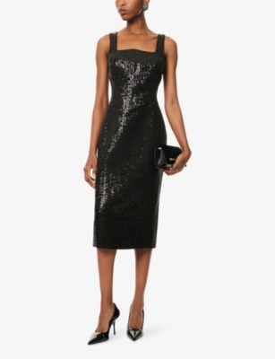 Genny Womens Black Sequin Sleeveless Tweed Mini Dress In Black