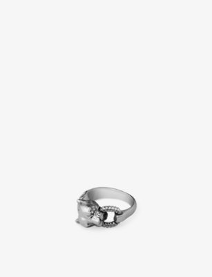 Clocks And Colours And Colours Mens Blind Tiger Sterling-silver And Topaz Ring In Silver
