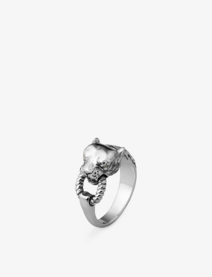 Clocks And Colours And Colours Mens Blind Tiger Sterling-silver And Topaz Ring In Silver