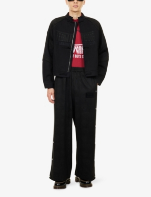 Team Wang Design Mens Black  X Billionaire Boys Club Brand-patch Cotton-blend Racing Jacket In Black