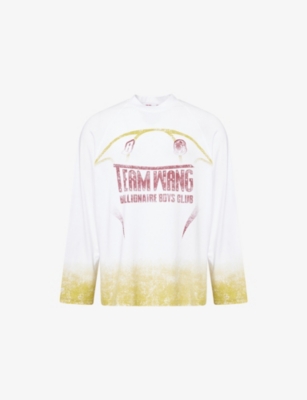 Team Wang Design Mens White  X Billionaire Boys Club Graphic-print Cotton Top