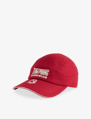 Team Wang Design Mens Red Team Wang X Billionaire Boys Club Logo-print Cotton Cap