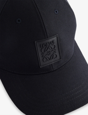 Loewe Mens Black Branded-patch Cotton-canvas Cap In Black