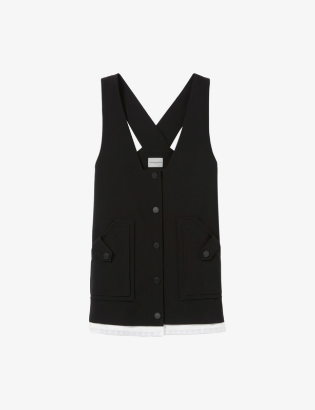 Sleeveless Lace-Trim Stretch-Woven Pinafore Dress