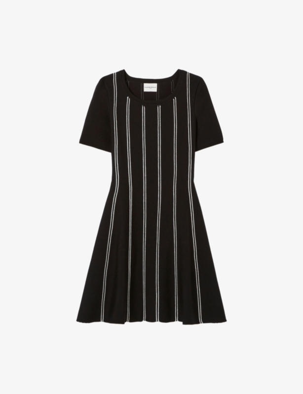 Striped Short-Sleeved Knitted Mini Dress