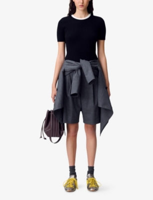 CLAUDIE PIERLOT: Short-Sleeved Contrast-Trim Knitted T-Shirt