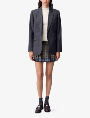 CLAUDIE PIERLOT: Pleated Branded-Print Woven Mini Skirt