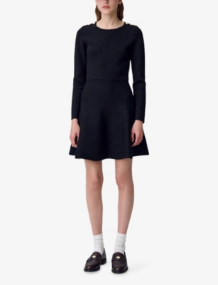 CLAUDIE PIERLOT: Skater Round-Neck Knitted Mini Dress