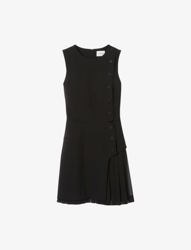 Sleeveless Pleated-Skirt Stretch-Woven Mini Dress
