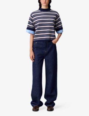 CLAUDIE PIERLOT: Striped Relaxed-Fit Knitted Top