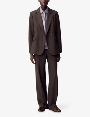 Claudie Pierlot Womens Brown Single-breasted Side-pocket Wool-blend Blazer In Brown