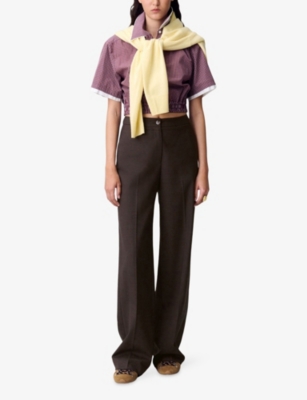 CLAUDIE PIERLOT: Straight-Leg Mid-Rise Stretch Wool-Blend Trousers