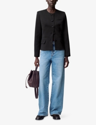 CLAUDIE PIERLOT: Round-Neck Slim-Fit Satin Jacket