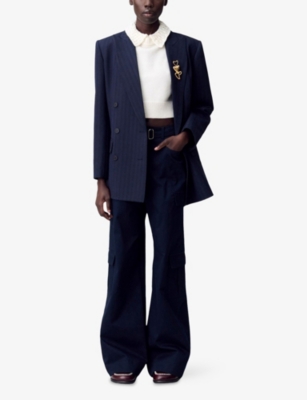 CLAUDIE PIERLOT: Pearl-Embellished Short-Sleeve Wool And Cashmere-Blend Top