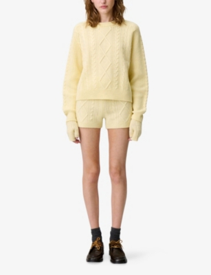 Claudie Pierlot Womens Baby Yellow Jacquard Relaxed-fit Wool And Cashmere-blend Jumper In Yellow
