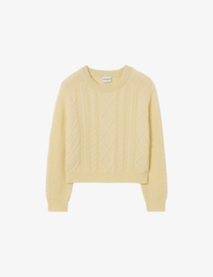 Claudie Pierlot Womens Baby Yellow Jacquard Relaxed-fit Wool And Cashmere-blend Jumper In Yellow